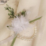 웨딩 손목 꽃 장미 실크 리본 신부 코사지 핸드 팔찌 들러리 용품 : danamoly10