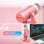 Haomuren USB 콘덴서 마이크 핑크 스튜디오 녹음 마이크 PC 맥 컴퓨터 전화 게임 스트리밍 팟캐스팅 노트북 데스크용 : 케이피글러벌