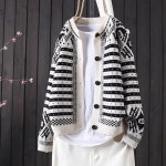 여성 가을 심플 쇼트 니트카디건 루즈핏 긴팔 상의 HCC0926Eb8 : 한국동형 주식회사