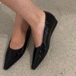 [H3859] 뾰족코 통굽 여성 정장 플랫슈즈 : 새로이클라쓰