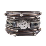 젤코니 가죽 랩 브레이슬릿 보호 커프 크리스탈 마그네틱 멀티 스트랜드 보헤미안 여성 청소년 아내 를 위한 뱅글 주얼리 1 Boho Wrap... 