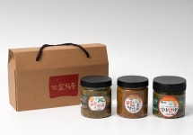[한칼식품]매콤 실속형 3종 1호 선물세트(땡초비빔된장400g 만능볶음장400g 밥깡패350g ) : 한칼식품
