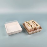 크라프트 샌드위치 케이스 뉴DR4호 100세트 정사각 일회용 포장 용기 종이 도시락 트레이 : 소라포장