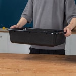 소로 에센셜 - 21-1/4인치 x 17-1/4인치 5인치 깊은 상업용 버스 박스 욕조 블랙 컬러 플라스틱 토트박스 유틸리티 음식 서비스 세척 대야 접시... 