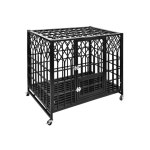 강아지 모두 이동식 만들기 아이존 철제 대형 424S 켄넬 고양이 단일 하나의 진돗개 아연도금관 블랙 미디엄 : 진달32