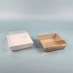 크라프트 샌드위치 케이스 뉴DR4호 100세트 정사각 일회용 포장 용기 종이 도시락 트레이 : 소라포장