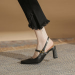 XKBTHKGGX078 여성 신발 라운드토 샌들 봄 여름 슬링백 힐 : 로퍼 샌들 슬립온운동화