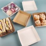 크라프트 샌드위치 케이스 뉴DR4호 100세트 정사각 일회용 포장 용기 종이 도시락 트레이 : 소라포장