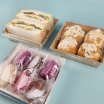 크라프트 샌드위치 케이스 뉴DR4호 100세트 정사각 일회용 포장 용기 종이 도시락 트레이 : 소라포장