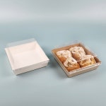 크라프트 샌드위치 케이스 뉴DR4호 100세트 정사각 일회용 포장 용기 종이 도시락 트레이 : 소라포장