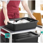 소로 에센셜 - 21-1/4인치 x 17-1/4인치 5인치 깊은 상업용 버스 박스 욕조 블랙 컬러 플라스틱 토트박스 유틸리티 음식 서비스 세척 대야 접시... 