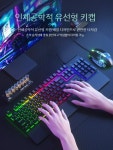 기계식 유선 키보드 저소음 데스크탑 컴퓨터 노트북 e스포츠 게임 오피스 타이핑 마우스 세트 싱글 키보드  메탈릭 블랙 레인보우 라이트 로봇... 