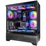 오키노스 아쿠아 7, 사전 설치된 6 120mm PWM ARGB 팬, ATX 미드 타워 PC 케이스, 뷰 강화 유리 전면 및 측면 패널이 있는 컴퓨터 타입 C 포트... 