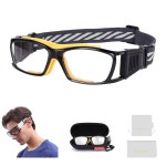 수그리 라켓볼 고글 스포츠 안경 농구공 보호 미끄럼 방지 충격 흡수 조절 스트랩 1 G8015 Black Frame Black : 에어바잉몰