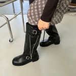 [G3828] 버클 포인트 롱부츠 지퍼 라이딩부츠 (블랙/브라운) : 새로이클라쓰