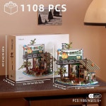 피어 바 미니 빌딩 블록 세트 LED 조명 - 1108PCS 나무 캐빈 포레스트 하우스 MOC 스트리트 뷰 마이크로 빌딩 브릭 장난감 크리에이티브 이상... 