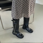 [G3828] 버클 포인트 롱부츠 지퍼 라이딩부츠 (블랙/브라운) : 새로이클라쓰