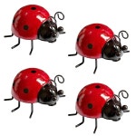 4PCS 금속 무당벌레 정원 장식용 귀여운 3D 무당벌레 마당 예술 잔디 장식 벽 조각상 파티오 야외 울타리 장식용 : 트렌디버디