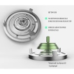 플렉시티 랩스 UFO, 아스트랄 축 회전 상단 베이스 상단 - 저마찰 오목 유리 및 알루미늄 도킹 스테이션 하단 측면 - 3 1/4 인치 : 루시아널스