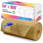 PETIARKIT 플라스틱 테이블 천 일회용, 54인치 X 300피트 테이블 커버 롤, 직사각형 원형 테이블용 슬라이드 커터가 있는 일회용 테이블 천... 