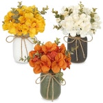 메이슨 병 센터피스 소박한 가을 꽃 식탁 농가 장식 인조 수국 추수감사절 주방, 식당, 가정 장식용 층별 트레이 3종 세트 Hydrangea : 네모속세상