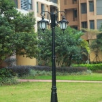 공원 조명 엔틱 2.3m 리조트 램프 실외 옥외 폴대 2헤드 청동 1.8m + 16W 전구 : 아울리마켓