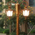 공원 조명 엔틱 2.3m 리조트 램프 실외 옥외 폴대 2헤드 청동 1.8m + 16W 전구 : 아울리마켓