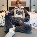 귀여운 남자 털잠옷 실내복 좋은 실크 보아털 남학생 빈티지 팬츠 사계절 겨울 G6829 표준L 100 130근 : 주니안스토어1009