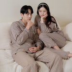 국산 케인 순면 커플 잠옷 여성 남성 무형광 빅사이즈잠옷 체크 파자마 결혼 선물 : 캔드리아