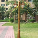 공원 조명 엔틱 2.3m 리조트 램프 실외 옥외 폴대 2헤드 청동 1.8m + 16W 전구 : 아울리마켓