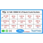 15 VALUES 77피스 HC 49 쿼츠 발진기 32 768K 4MHZ 7 6 MHZ 8 10 11 0592 12 14 7456MHZ 16 20 22 1184 24 48 메가 : 바아상점