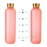 시간 마커가있는 1L/32OZ 스포츠 병 야외 여행을위한 동기 부여 재사용 가능한 누출 방지 서리로 덥은 플라스틱 물병 pink : moonse53
