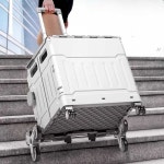 폴딩카트 4바퀴 장바구니 손수레 접이식 캐리어 카트 지붕형 사륜모델 그레이 45L : 오휴먼