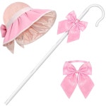 여성 할로윈 파티 코스프레를 위한 핑크 보닛, 스태프, 보타이가 포함된 얀바니 셰퍼드 3종 코스튬 세트 : ...