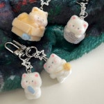 뽀송 고양이 후로킹 키링 별 동물 벨벳 가방 에어팟 열쇠 고리 키홀더 : 플링포