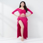 신상품 2025 벨리댄스 연습복 공연 의상 동양 무용 모달 세트 중간 소매 긴 치마 여성용 가을 겨울 : 칠룡산업