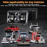 BA 폴리시 4x6 인 H6545 LED DOT 빔 올드스모빌용 H46666 헤드라이트 하이 4PCS 프로브 피터빌트 쉐보레 직사각형 W900 포드 승인 H4656... 