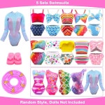 로트 26 팩 인형 의류 및 액세서리 비치 목욕 세트, 수영복 5벌, 가운 2벌, 수영 반지 18개 포함, 11.5인치 소녀 인형용 안경 신발 음료 : 루픽케이