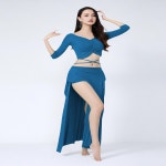 신상품 2025 벨리댄스 연습복 공연 의상 동양 무용 모달 세트 중간 소매 긴 치마 여성용 가을 겨울 : 칠룡산업