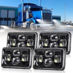 BA 폴리시 4x6 인 H6545 LED DOT 빔 올드스모빌용 H46666 헤드라이트 하이 4PCS 프로브 피터빌트 쉐보레 직사각형 W900 포드 승인 H4656... 