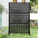 야외 독립형 프라이버시 스크린을 위한 금속 스크린, 72인치 H x 46인치 W 파티오 장식 펜스 패널, 스탠드, 외부 데크, 발코니, 정원 및 실내용... 