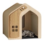 원목 고양이하우스 우드 강아지 집 캣빌라 펫하우스 통풍 지붕 M (10kg 이하) : 샘터하우스