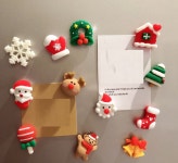 크리스마스 캐릭터 루돌프 산타 트리 현관문 교회 어린이집 유치원 자석 3D 마그넷 12개 : 퍼플보올