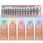 Plauva 150Pcs 팁 프레스 온 네일, 숏 스퀘어 소프트 젤 스틱 네일 15 사이즈 여성용 재사용 가능한 Medium Almond : AmberSpring