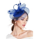 Zando 2025 여성용 파시네이터 모자 켄-터키 더비 플라워 티 메쉬 깃털 머리띠 웨딩 칵테일용 헤어 클립 Red One Size : 벨로아365