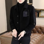 티류으스 남성 울 코트 라펠 칼라 자켓 캐주얼 아우터 WX G1434 더블 게리  카키 M : 리브드플랜