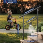 야외 계단용 핸드 레일, 3단계 난간, 노인 임산부를 위한 태양광 데크 조명이 있는 난간 현관 및 레일용 핸디캡. 2 Step Matte Black... 