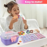 12세 사이의 소녀들을 위한 IQBOX 팔찌 만들기 키트 예술 및 공예, 밴드 DIY 생일 선물 6 7 9 10 11 13세, 1000개 이상의 탄력 있는 천 고무... 