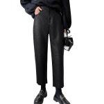 하오메이 여성용 인조 가죽 바지 스트레이트 레그 하이 웨이스트 발목 Ancora Red X-Small : 세렌픽