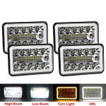 아무니선 4PCS 4X6인치 LED 헤일로 헤드라이트 밀폐 빔 DRL 턴 라이트, 쉐보레 교외 C10 C20 K10 K30 K5 블 (1981-1987) H4651 H4642 H4... 